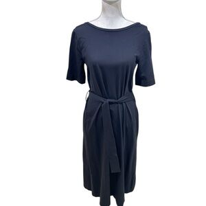 COS Black belted short sleeve Midi Dress pockets midweight size xs